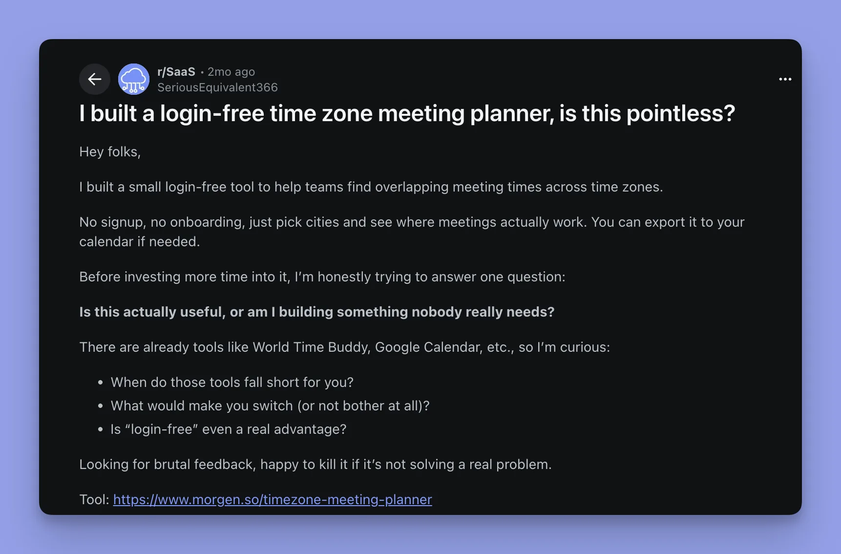 Reddit feedback in the wild
