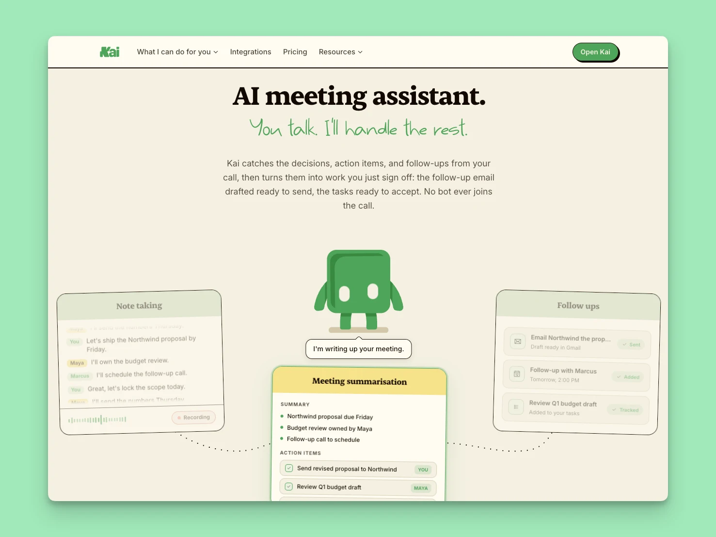La page meetings de Kai, refaite sur la nouvelle marque