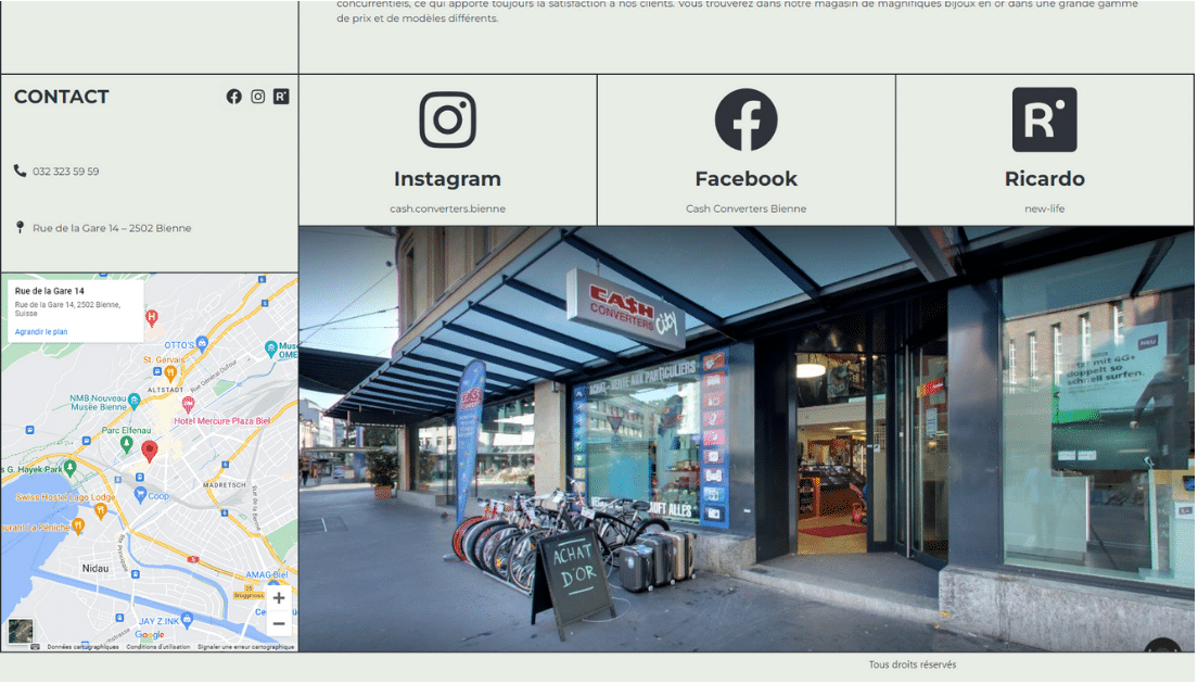 Cash Converters Biel website detail