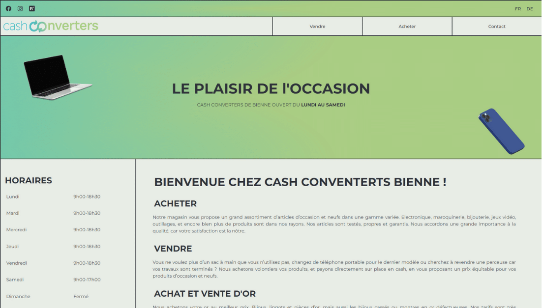 Cash Converters Biel website