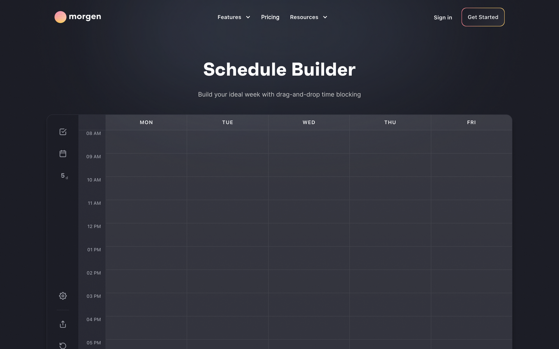 Morgen Schedule Builder