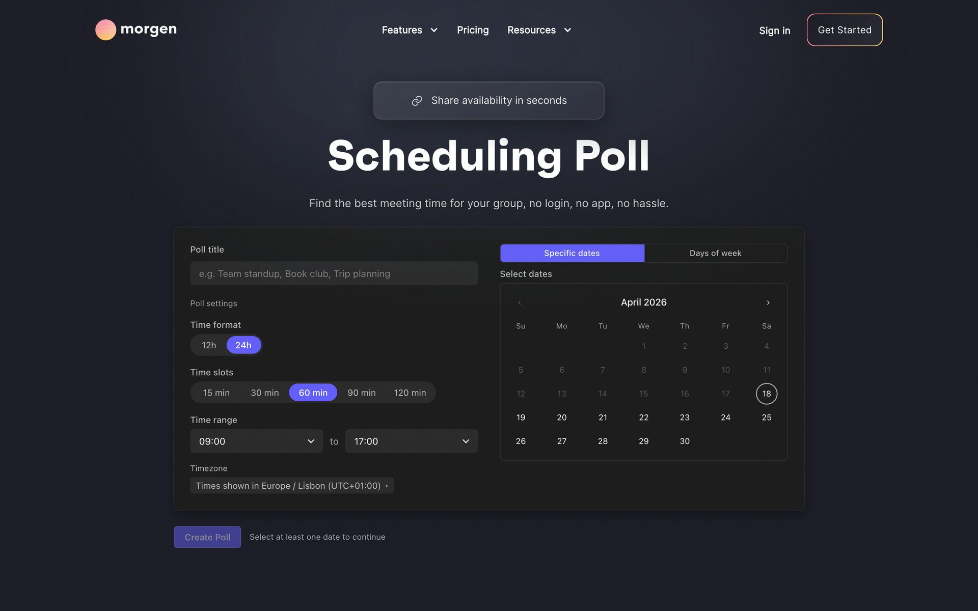 Morgen Scheduling Poll