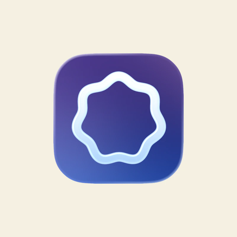 The interim purple app icon beside Dave Officer's green Kai logo with eyes