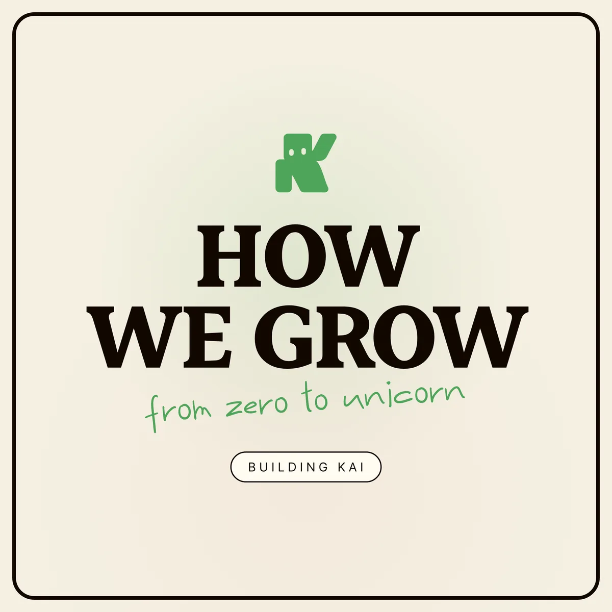 How We Grow podcast show art on the Kai brand